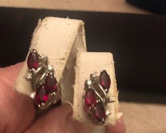 925 earrings red stones $18