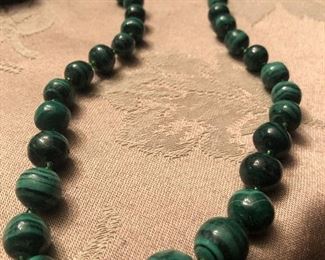 heavy strand of malachite beads necklace $35