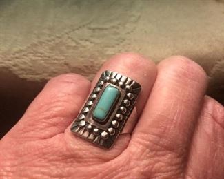sterling silver mexico stamp ring approx size 6.75-7  mint  sorry the pics don't show  how nice the condition is $22