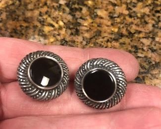 retired sterling /onyx james avery pierced earrings  hard to find on these 