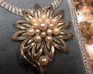 sterling vintage pearl brooch  $39