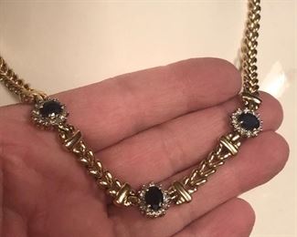 solid 14k choker super heavy sapphire and diamonds (3 stations  a statement piece to be sure- way better in person  really nice stones     $1200 approx 26-27 gr 