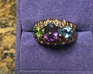 marked 925 fp  selling as plated   great stones and fun ring $14