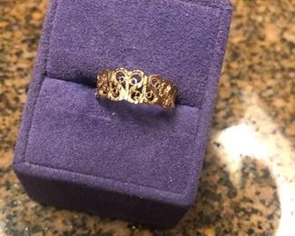 14k  signed B& M turkey yellow gold band ring $85