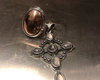 retired just polished james avery copper and sterling dome ring $100 ,  very retired james avery moonstone cross 