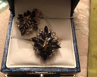 sterling -gold plated with diamonds-sapphires-diamonds tested real  not sure on rest 