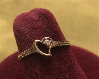 tiny gold diamond heart ring  