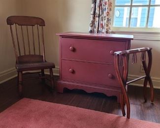 Dresser, Rocker, and Blanket Stand