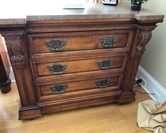 Marble top Hickory White Nightstand