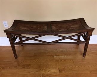 Curved top cane seat bench