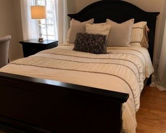 Queen black bed - full mattress set - sold separately