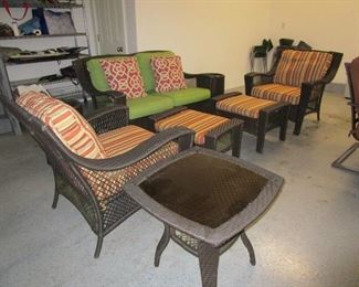 Loveseat 2 chairs with ottoman and 3 tables (set)