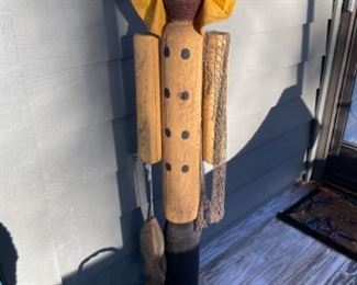 WOODEN GARDEN STATUE. LOOKS LIKE THE MORTON SALT GUY. FROM MAINE