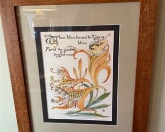 BEAUTIFUL TIGER LILY OAK FRAMED ART