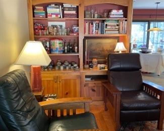 MISSION OAK CHAIRS AND DECOR IN DEN OFF KITCHEN
