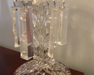 VINTAGE CANDLE HOLDER WITH CRYSTAL DROPS