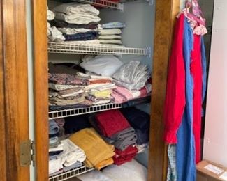 BATHROOM LINENS AND BED LINENS IN MASTER CLOSET