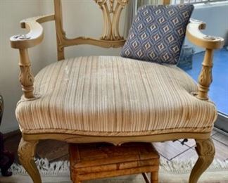 Antique-glazed Chippendale style Occasional Chair