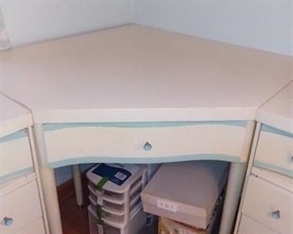 MCM Basset Blue and White Corner Desk