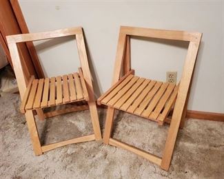 Pair of Mid Century Teak Danish Style Folding Chairs