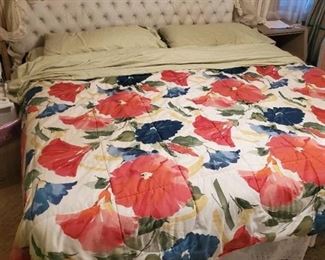 King Size Mid Century Frame on Casters with Mattress and Box Springs