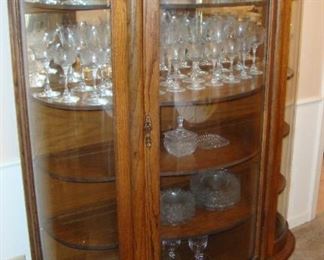 CLAW FOOT CHINA CABINET WITH CURVED GLASS