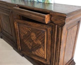 Designer Distressed Inlaid Wood Cabinet