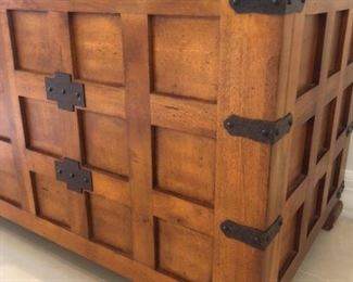 Beautiful Stained Wood Iron Chest
