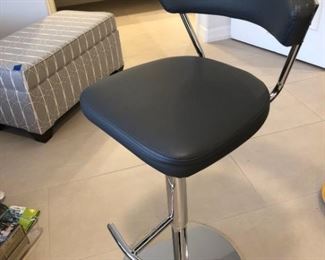Chrome Gray Leather Barstool