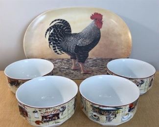 William Sonoma Cafe owls Rooster Platter