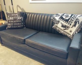Black leather sleeper sofa