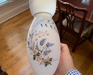 Large frosted vase, hand painted