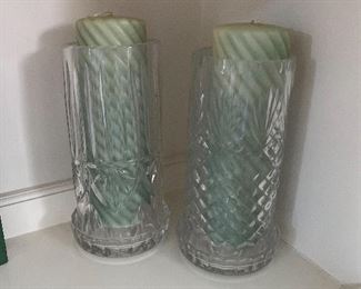 Large glass candle holders