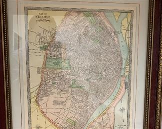 Map of Saint Louis -vintage, framed