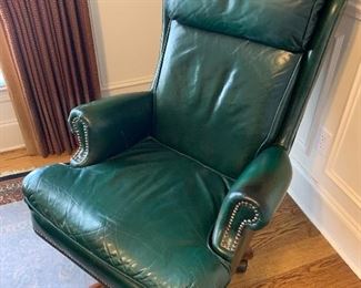 Large green leather desk chair
