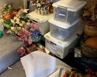 Silk floral stems -boxes full and many finished arrangements