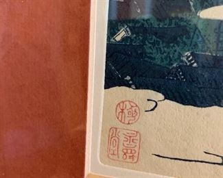 7 Hokusai etchings from series 36 views of Mount Fuji