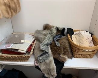 Vintage hose and stockings; fur collars; vintage gloves
