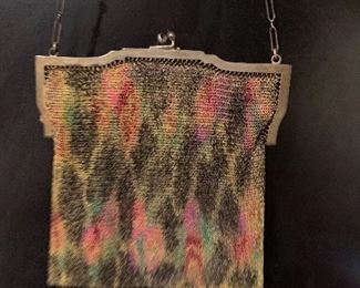 One of two antique mesh purses