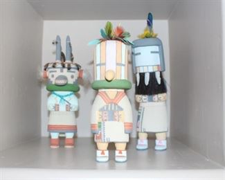 Handmade Native American ceramic statues, signed