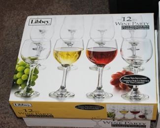 Brand new wine glasses in boxes