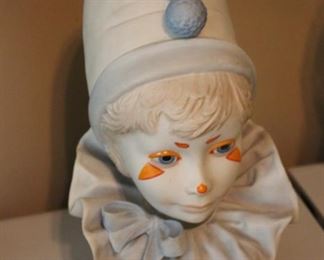 Signed porcelain clown bust