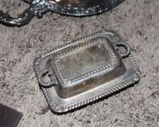 Silver plated condiment or butter dish