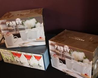 Brand new glassware in boxes