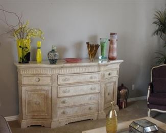 Marble and washed wood buffet