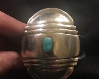 Huge sterling and turquoise cuff