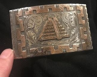 Sterling and 18KT gold belt buckle 
Large
