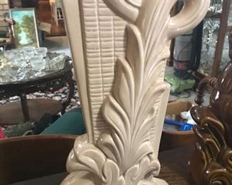 Amazing Mid Century ivory floral lamp...large