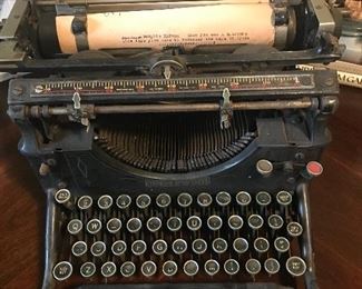 Antique Underwood typewriter with an original letter still in the rollers 
