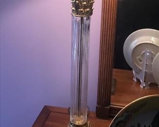 1950s crystal column lamps - pair